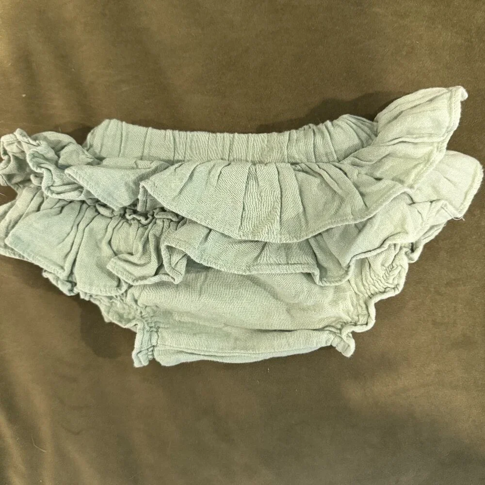 double ruffle bloomer | mistletoe | organic cotton gauze - 6-12m